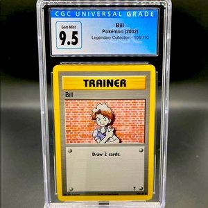 GRADED CGC 9.5 Gem Mint, Trainer Bill, Pokémon Legendary Collection, 108/110